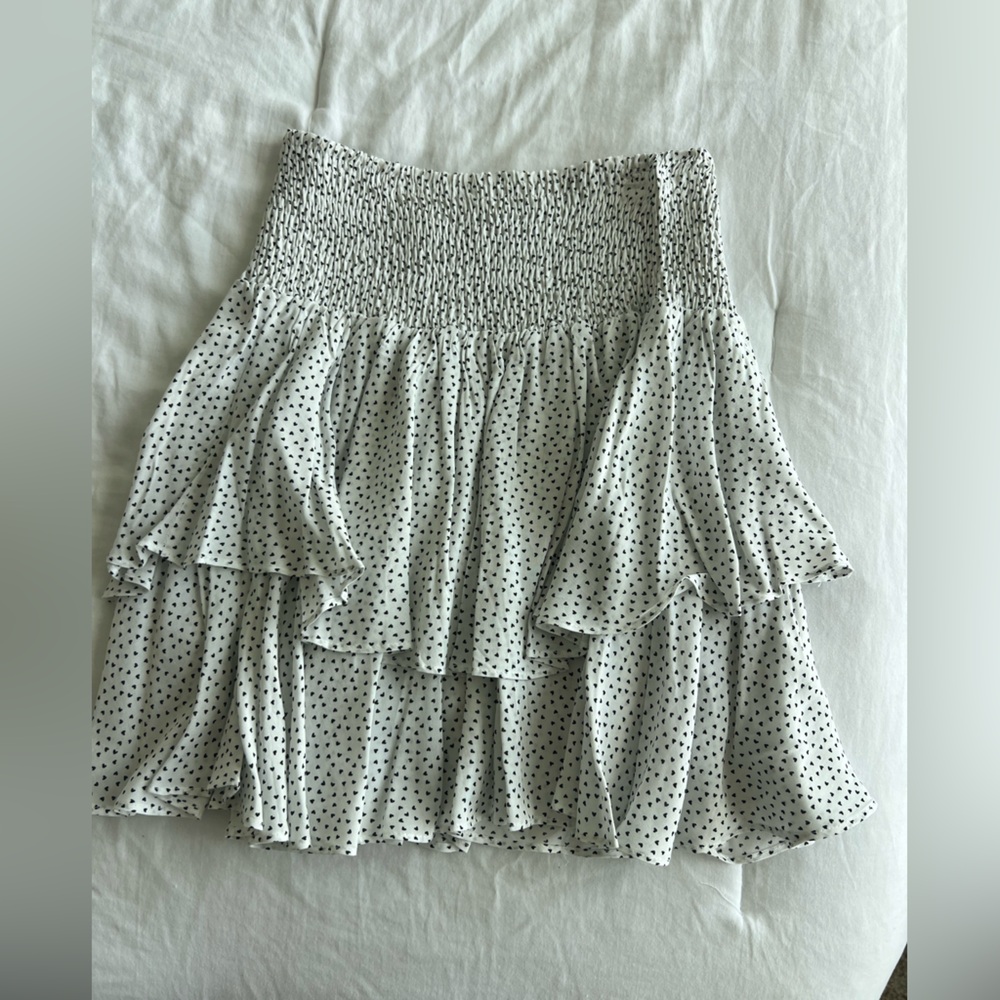 Princess Polly White Smocked Waist Polka Dot Tiered Skirt